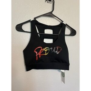 Gilly Hicks Go Recharge Black Sports Bra Rainbow Proud Women's Size S - New